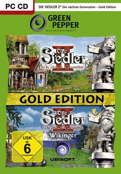 PC Game 2 CD-ROM Green Pepper Die Siedler II Gold Edition + Die Wikinger - Bild 1