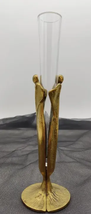 Messing Vase mit Glasrohr - Bild 1