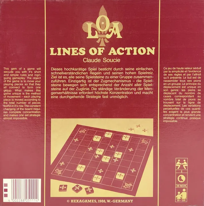 LOA, Lines of Action - Vintage Gesellschaftsspiel - Hexagames  - Bild 2