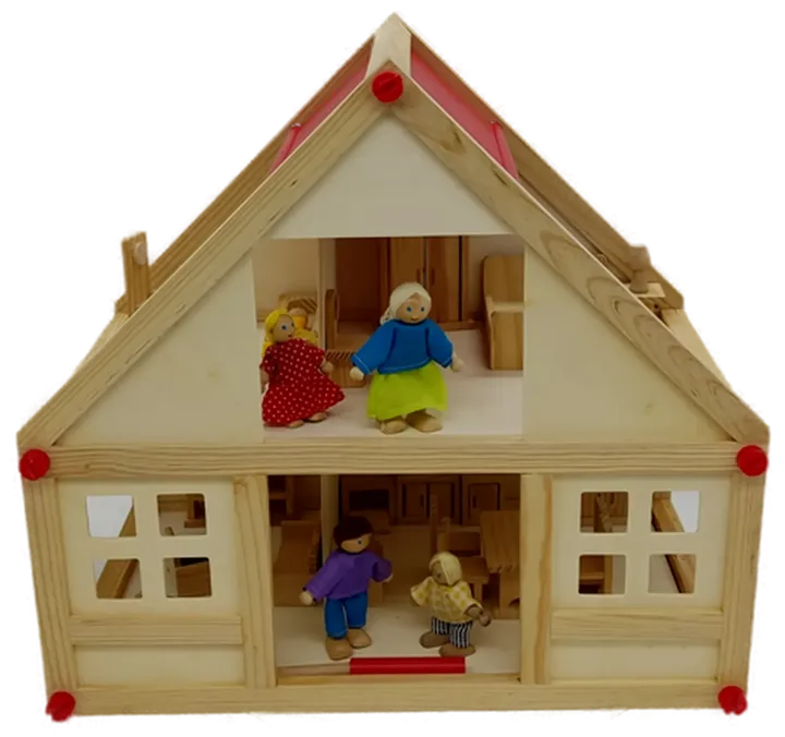  Small Foot Puppenhaus mit Möbeln, 2 Etagen, Rollenspielzeug für Kinder, aus Holz, inkl. Einrichtung, ab 3 Jahren - Bild 4