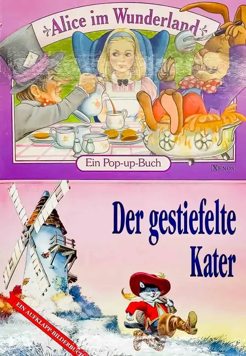 2 Stück Aufklapp-Bilderbücher (Pop-up-Buch) 