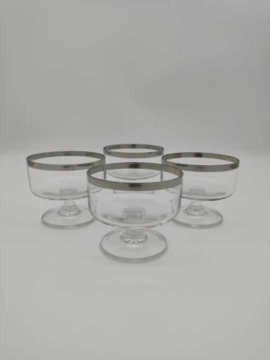 4 Glasschalen mit Silberrand D/9,5 cm - Bild 1