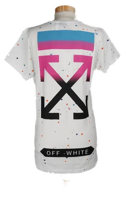 Off White Damen T-Shirt weiß gepunktet - XXL/44 - Bild 2