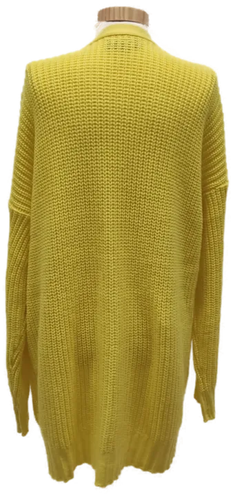 Lange Damen Grobstrickweste mit Seitentaschen, Gelb, Gr. M - Bild 3