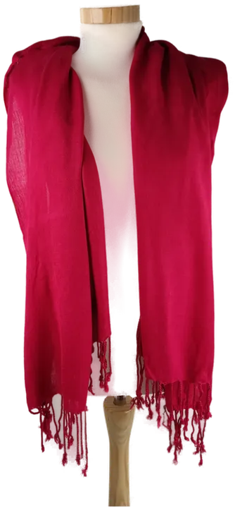 Schal mit Fransen rot ca. 62 x 155 cm (ohne Fransen gemessen) - Bild 1