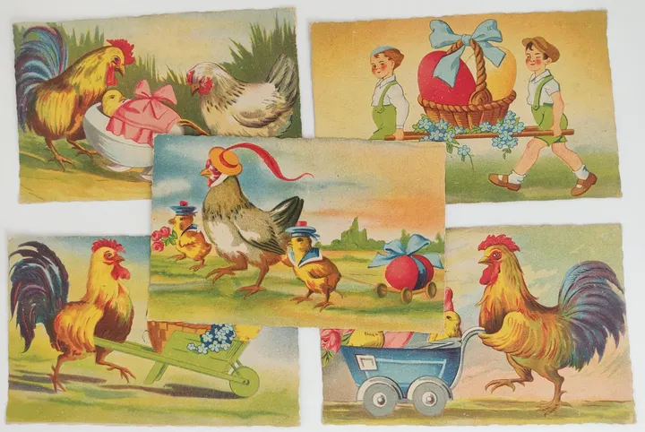 Alte Motiv-Ansichtskarten Ostern - 5 Stück - Bild 1