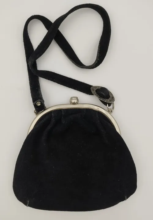 Vintage Damen Trachtentasche Rauleder schwarz  - Bild 1