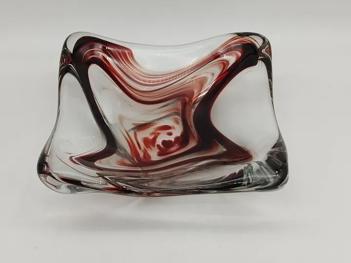 Dekorative Glasschale rot/transparent im Murano-Stil  - Bild 2