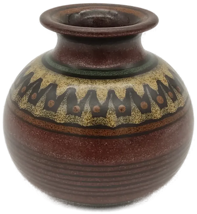 bauchige Vase braun mit Mustern  - Bild 1