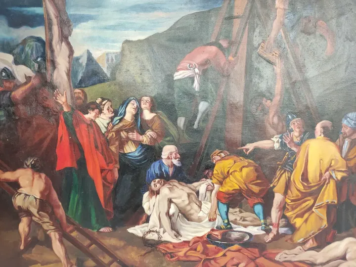 Jesus wird ins Grabtuch von Turin gewickelt, Gemälde von Haberl  - Bild 4