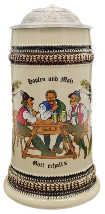 Kunst und Handelshaus Sachsen Retro Bierkrug mit Zinndeckel - 18cm Höhe - Bild 2