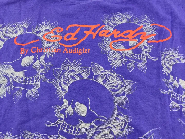 Ed Hardy Damen Shirt violett/mehrfarbig Gr. S Vintage - Bild 3