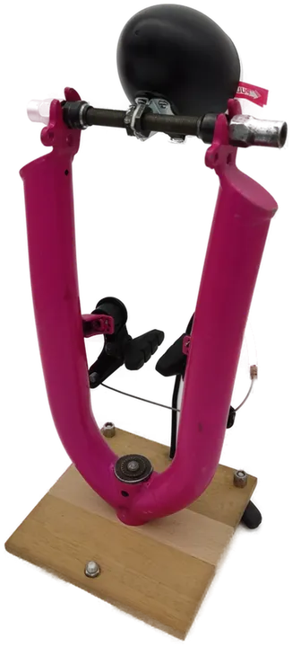 Tischleuchte aus Fahrradteilen pink - Bild 4