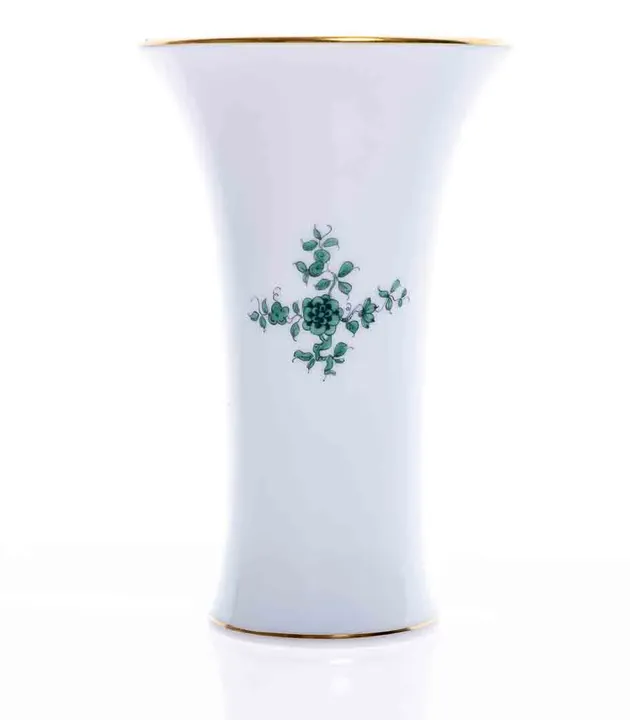 Augarten Porzellan Vase weiß/grün mit Goldrand Höhe ca 15,5cm - Bild 1