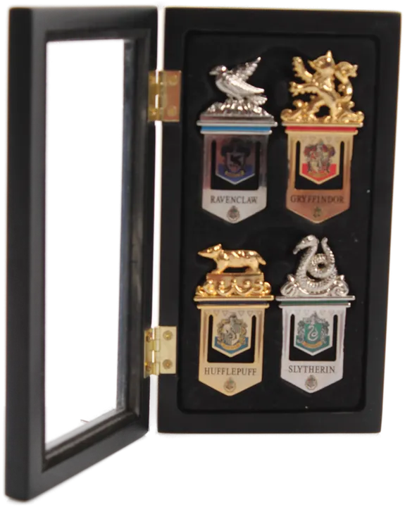 Harry Potter Hogwarts Wappen-Pin Set – 4 Häuser in edler Sammlerbox (lizenziert) - Bild 1
