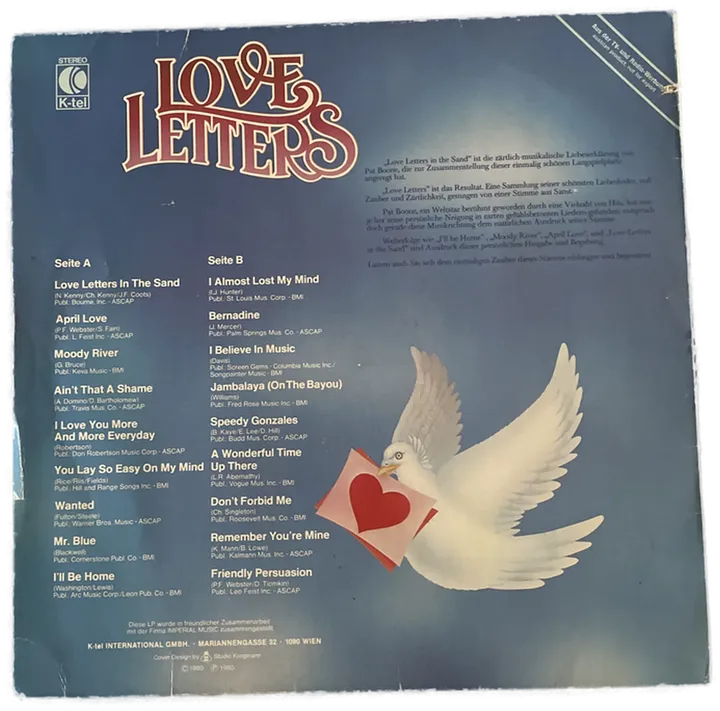 LP - Love Letters - Pat Boone, die Stimme aus Samt, singt Lieder voll Zauber und Zärtlichkeit - Bild 2