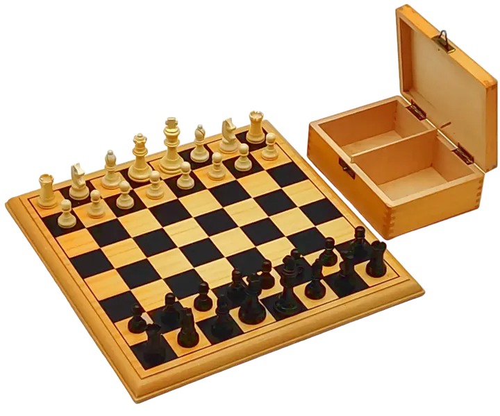 Holz Schachspiel mit Figurenbox  - Bild 1