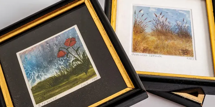 3 Miniatur Aquarelle von Bernhard Traxler gerahmt - Bild 4