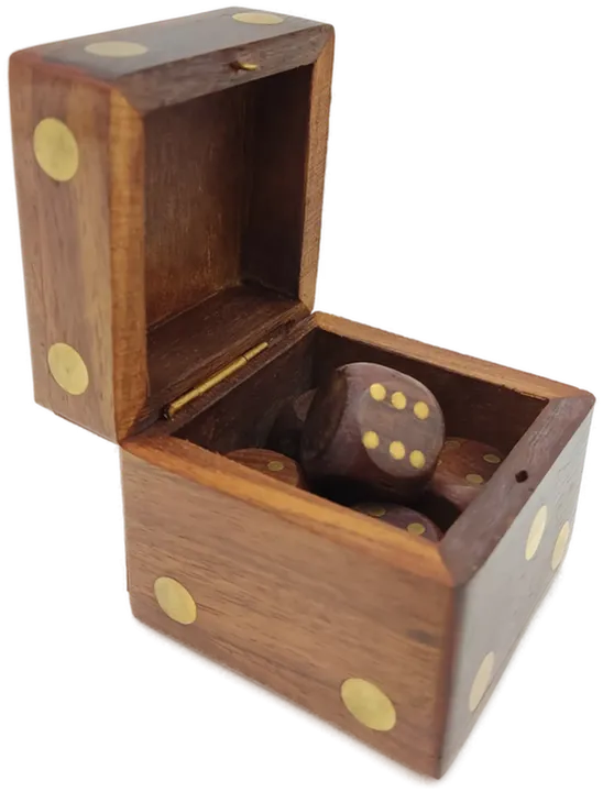 Holzwürfelbox mit 5 Spielwürfeln - Bild 1