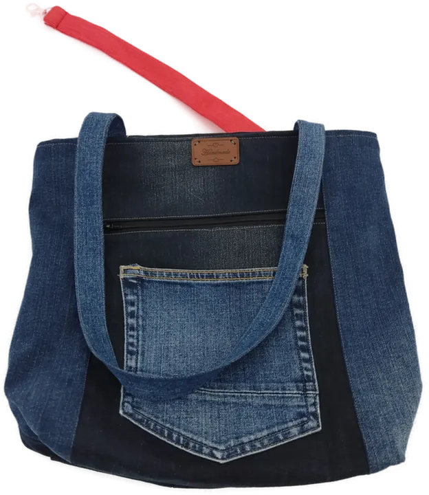 Damen Handtasche blau handgemacht upcycling - Bild 5