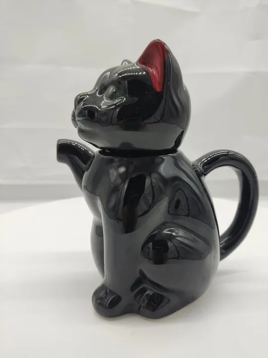 Teekanne Katze schwarz Porzellan - Bild 2