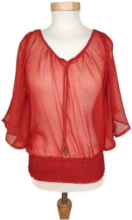 Orsay Damen Bluse rot transparent und schulterfrei - S/36 - Bild 1