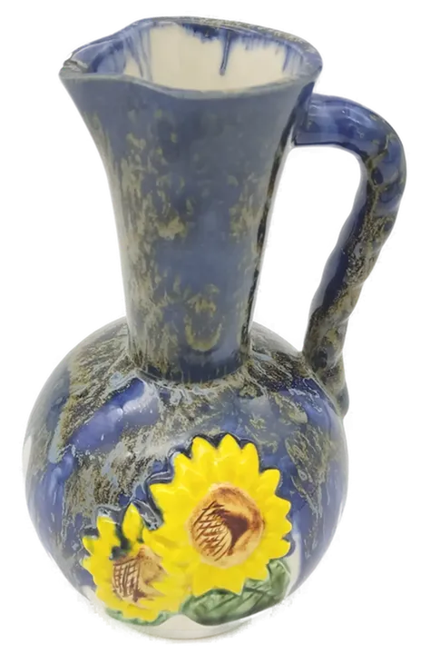 Keramikvase mit Sonnenblumen blau-weiß - Bild 3