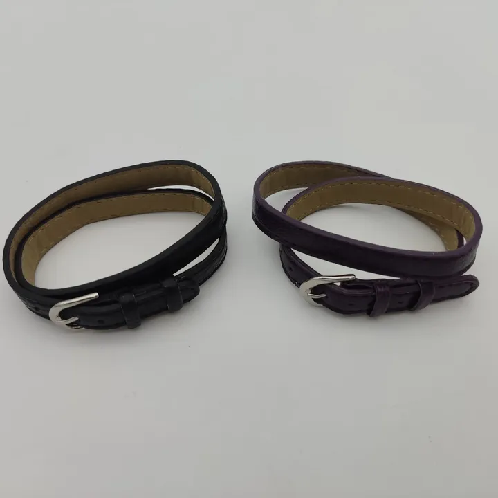 2 Armbänder Lederimitat violett, schwarz - Bild 3