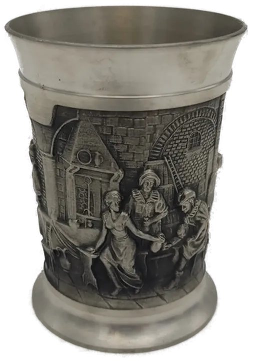 Zinnbecher Set mit Relief, 4 Stück, ca. 9–10 cm - Bild 2
