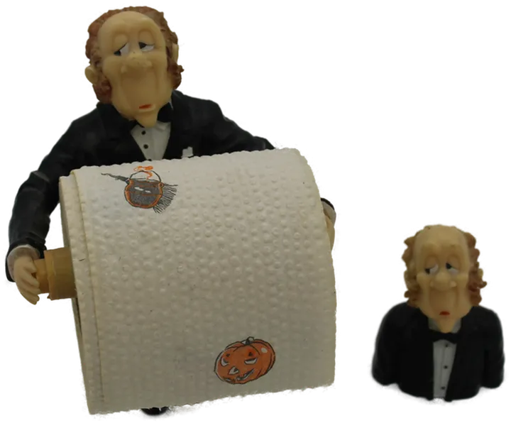 Humorvoller WC-Helfer: Toilettenpapierhalter in Form eines Butlers, inkl. dazupassender Klobürstenaufsatz. - Bild 2