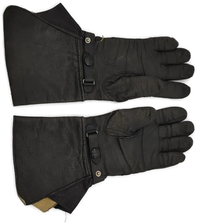Vintage Leder Motorradausrüstung Set - Haube, Handschuhe, Schutzbrille - Bild 5