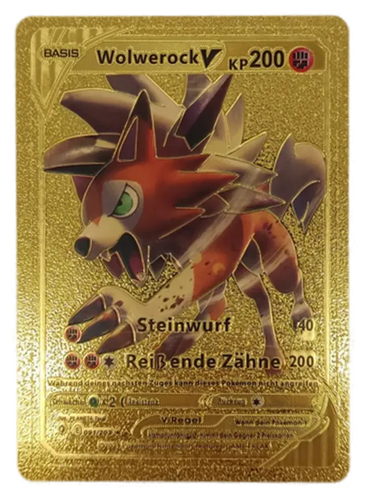  Pokémon Sammelkarte Goldfolie WolwerockV BASIS - Bild 1