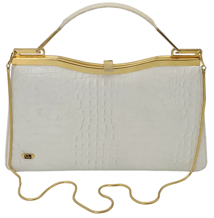 Vintage Dior Damen Ledertasche, creme/gold - Bild 1