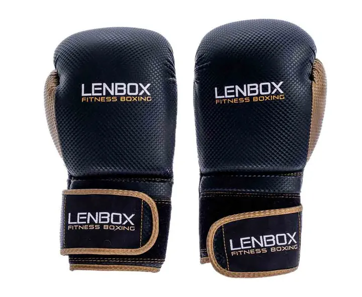 Lenbox Fitness Boxing Boxhandschuhe in schwarz-gold mit Tragebeutel - Bild 1