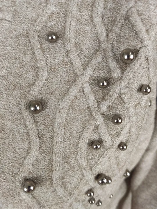 Pullover langarm mit Rundhalsausschnitt, braun mit Perlen, Größe 38 (geschätzt) - Bild 4