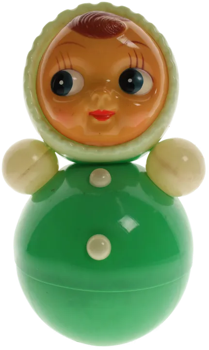 Vintage Stehaufpuppe mit Geräuschfunktion – ca. 22,5 cm – Kunststoff – Klassisches Babyspielzeug – Sammlerstück - Bild 1