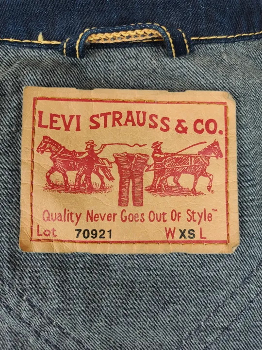 Levi's Type1 Jeanskleid Ärmellos mit passender Denim Truckerjacke dunkelblau - XS/34 - Bild 11