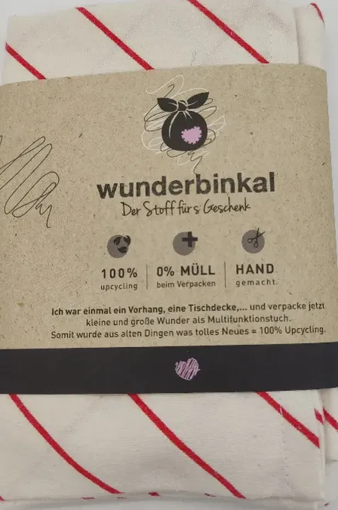 WUNDERBINKAL - Der Stoff fürs Geschenk 60 x 60 cm, Upcycling, rot-weiß - Bild 1