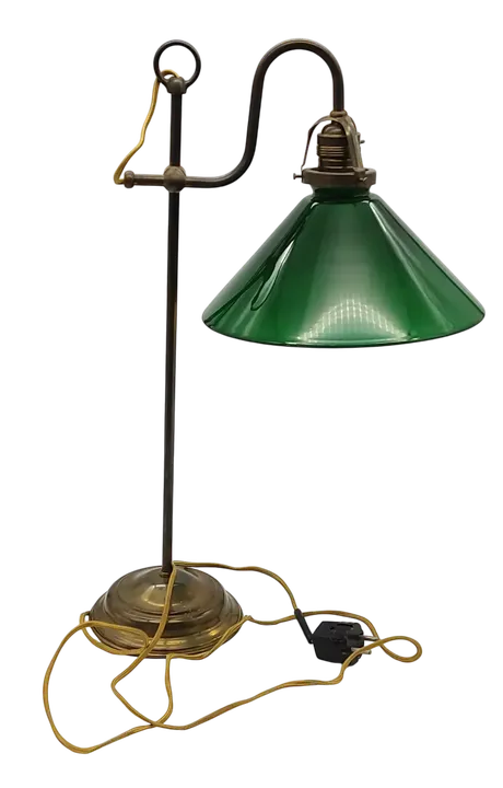 VINTAGE - Tischlampe aus Messing mit grünem Lampenschirm - Bild 2