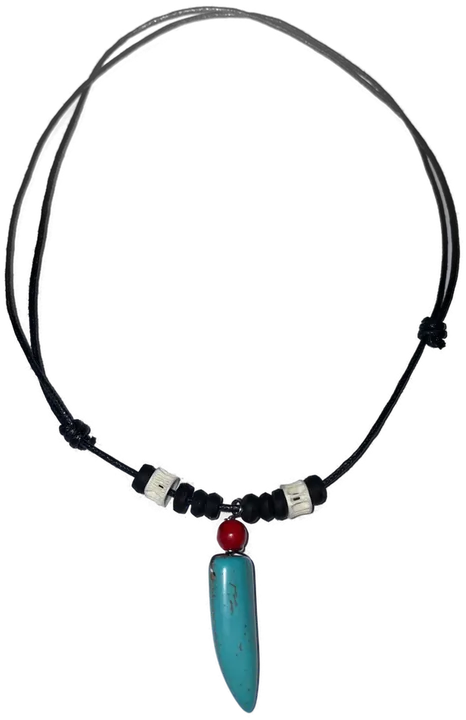 Halskette mit Stein und Holzanhänger - Bild 1