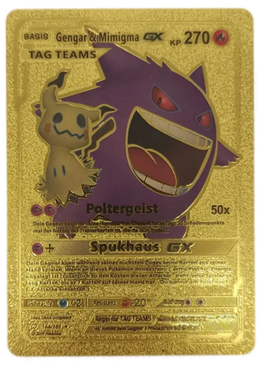 Pokémon Sammelkarte Goldfolie Basis Gengar & Mimigma GX - Bild 1