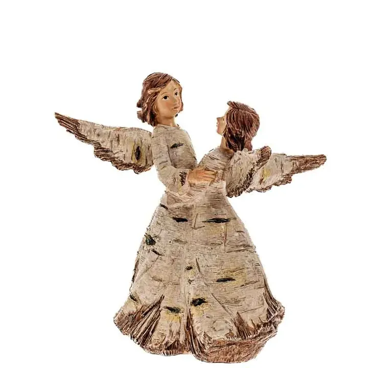 Engelfiguren Kunststoff Birkenoptik Weihnachten - Bild 1