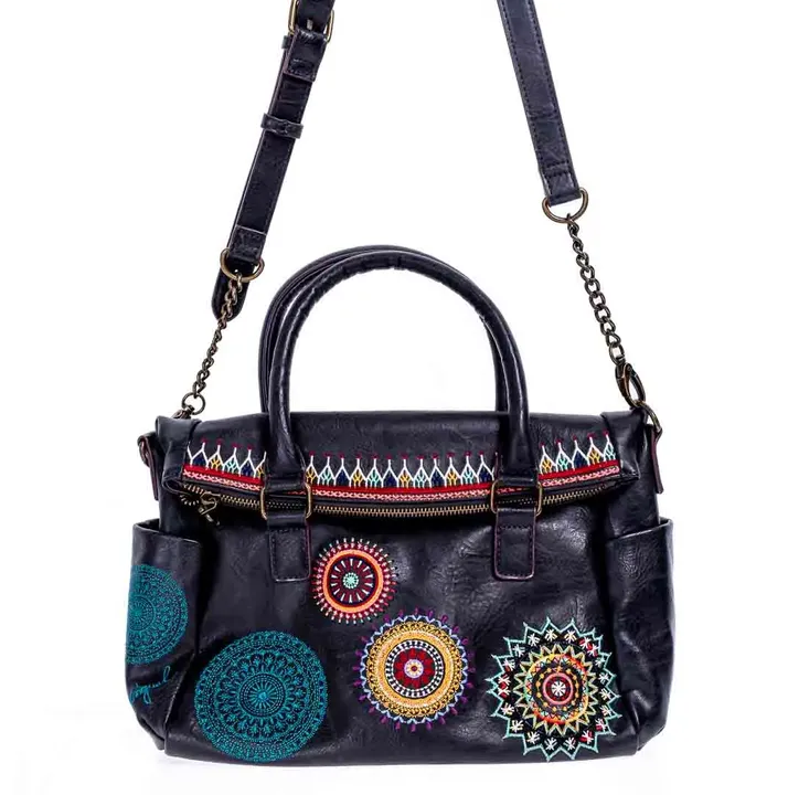 Desigual Handtasche Leder mit Stickereien - Bild 4