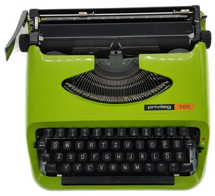  PRIVILEG 300 Retro Schreibmaschine in grün mit Koffer aus den 1960ern - Bild 1