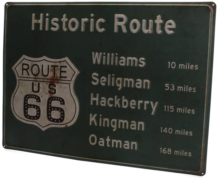 Route 66 Blechschild | Historic Road Sign USA | Vintage Metallschild Deko Retro - Bild 3