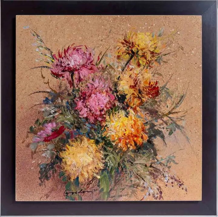 Bild Blumengemälde 59cm x 59cm - Bild 1