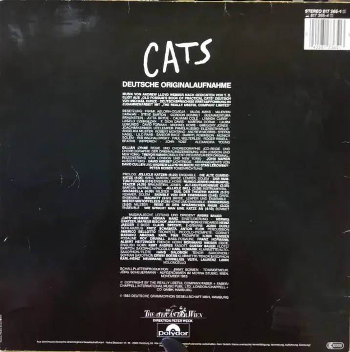 LP Schallplatte - Deute Originalaufnahme - CATS - Bild 2