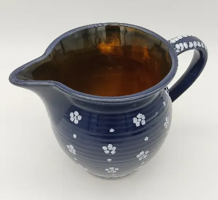 kleiner Wasserkrug aus Keramik dunkelblau  - Bild 2