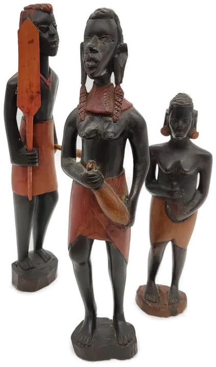  Afrikanische Holzfiguren 3 Stück - 2 Frauen 1 Mann - Bild 2