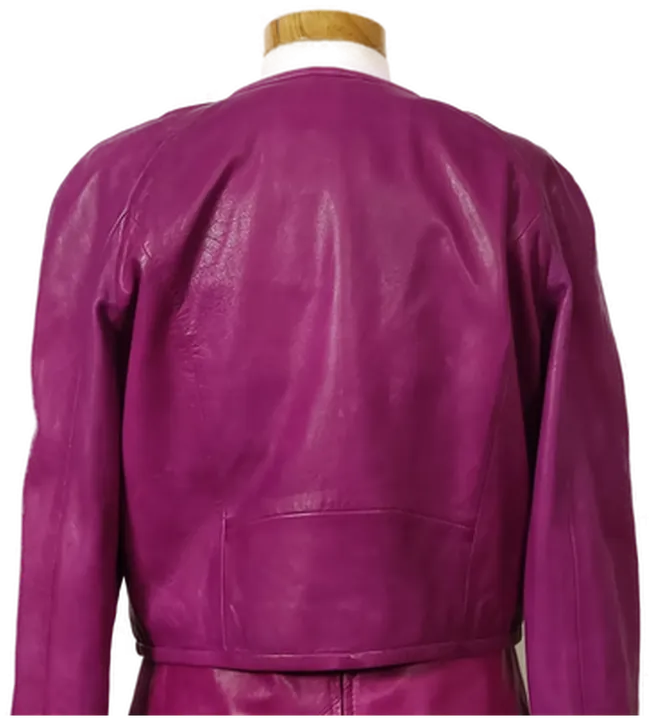 Cigno Nero Damen Zweiteiler Kleid mit Jacke aus Leder in pink Gr.36 - Bild 7